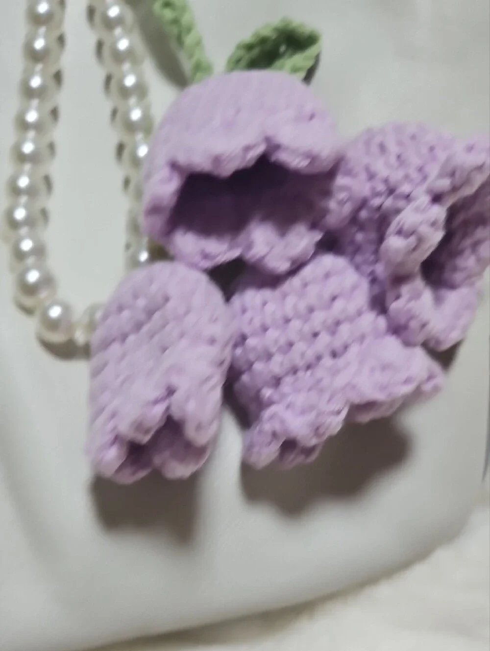 Handmade Lavender Crochet Flower Bag Charm Keychain